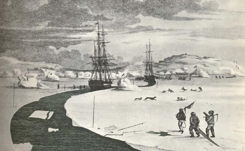 william r clark parrys fartyg tar sig fram genom isen under hans tredje forsok attfinna nordvastpassagen 1824 France oil painting art